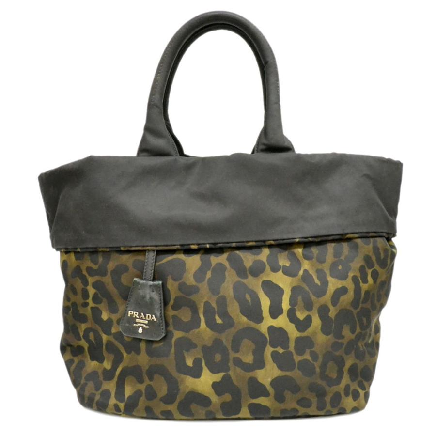 本物 プラダ PRADA レオパード リバーシブル トートバッグ 