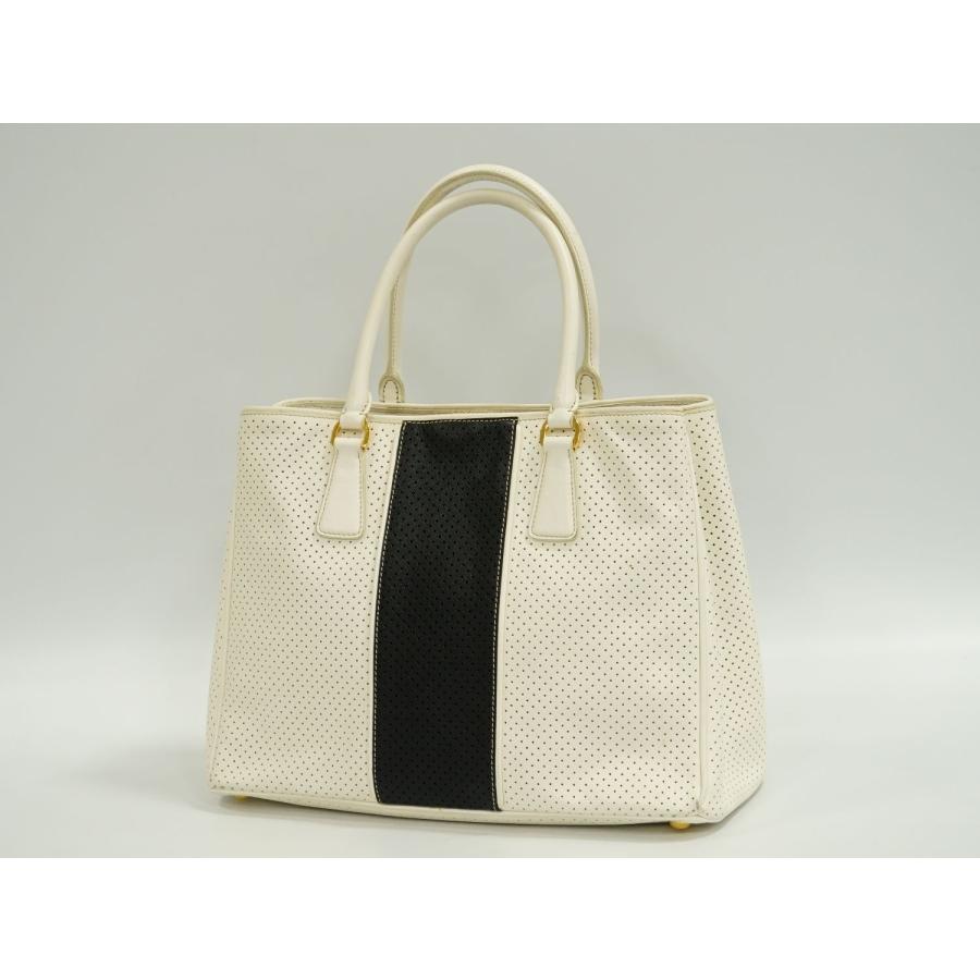 PRADA ボストンバッグ 大容量 パンチング×スエード ホワイト/グレー