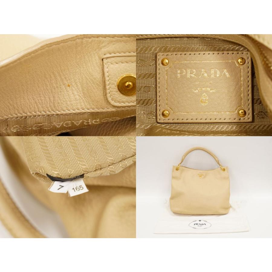 本物 プラダ PRADA ショルダーバッグ トートバッグ レザー ベージュ 本物 プラダ PRADA ショルダーバッグ トートバッグ レザー ベージュ