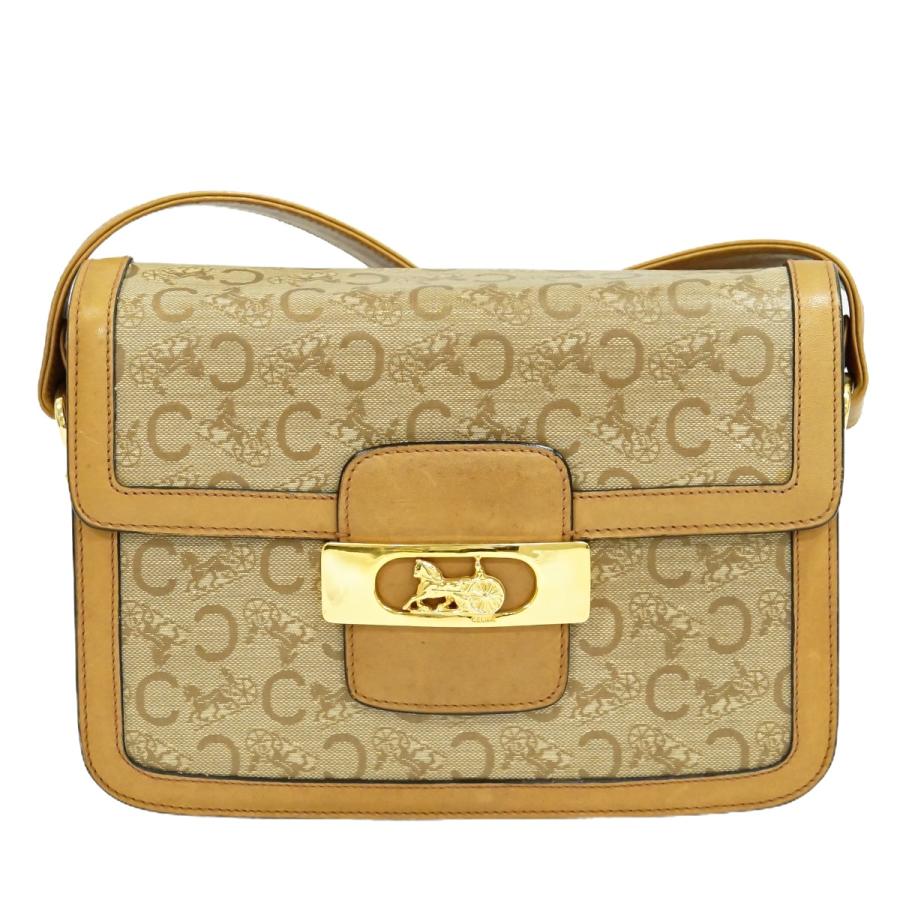 本物 セリーヌ CELINE C サルキー 馬車金具 ショルダーバッグ 