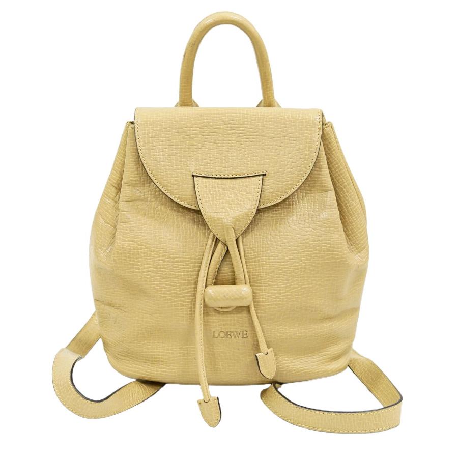 本物 ロエベ LOEWE レザー リュックサック バックパック ベージュ 中古