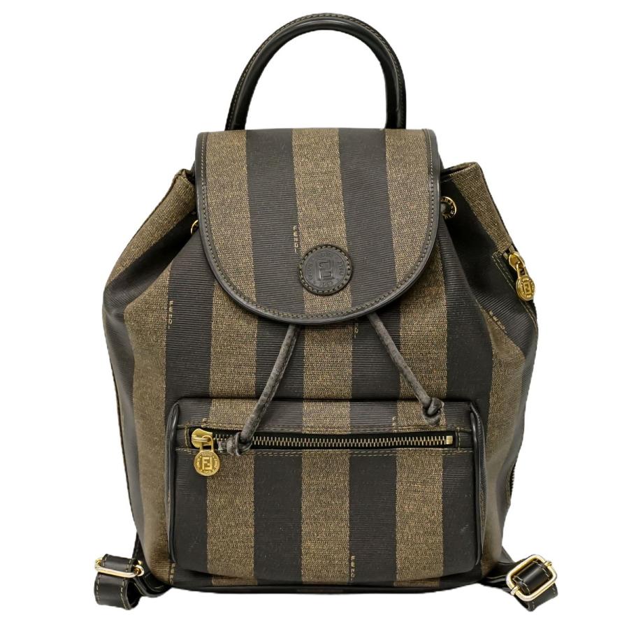 FENDI 本物 フェンディ ペカン ストライプ リュックサック バック 