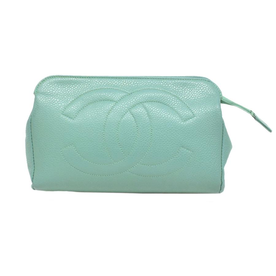 本物 シャネル CHANEL キャビアスキン レザー ポーチ 小物入れ 