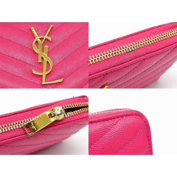 YSL ピンク レザー 長財布 キルティング