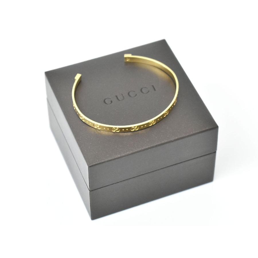 本物 GUCCI グッチ GG ICON アイコン 750 YG K18 18金 18K バングル ブレスレット イエローゴールド 中古