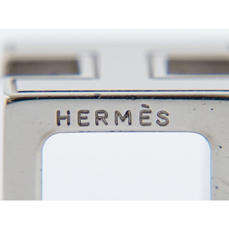 本物 本物 エルメス HERMES Hキューブ カージュドアッシュ メタル ペンダントトップ ペントップ ネックレス シルバー金具 オレンジ