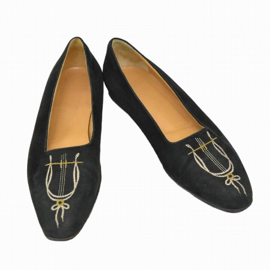 本物 HERMES エルメス リボン オペラシューズ パンプス 