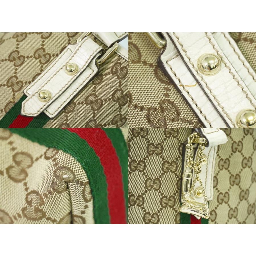 【美品】グッチ トートバッグ ハンドバッグ ベージュ キャンバス シェリーライン GUCCI 本物 グッチ シェリーライン GGキャンバス トートバッグ