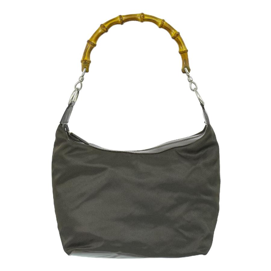 GUCCI（グッチ） 本物 バンブー ショルダーバッグ ナイロン カーキ 