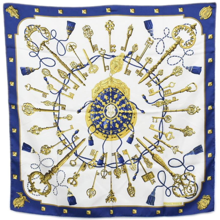 HERMES 本物 エルメス スカーフカレ カレ90 LES CLES 鍵 HERMES 本物 エルメス スカーフカレ カレ90 LES CLES 鍵