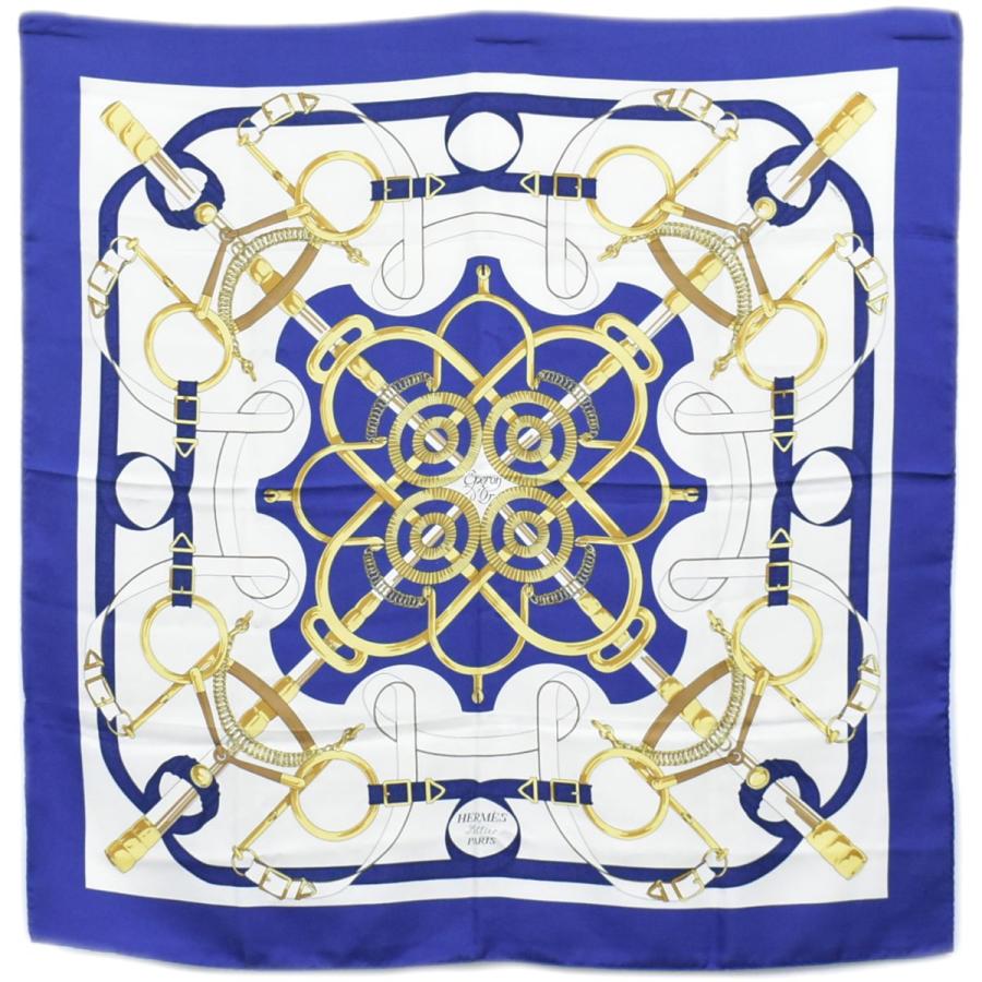 HERMES 本物 エルメス スカーフカレ カレ90 Eperon d'or 黄金の拍車