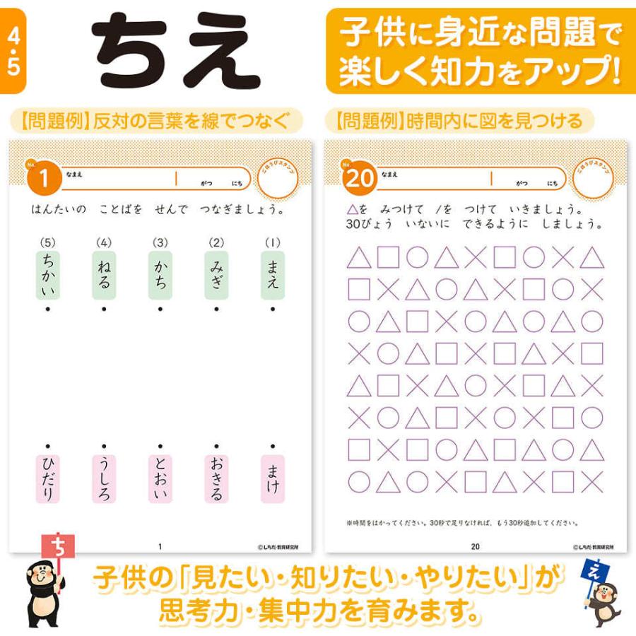 七田式・知力ドリル 4歳 5歳 8冊セット プリント 子供 幼児 知育 教育 勉強 学習 右脳 左脳 幼稚園 小学校 入園 入学 お祝い プレゼント 準備｜y-silverback｜05