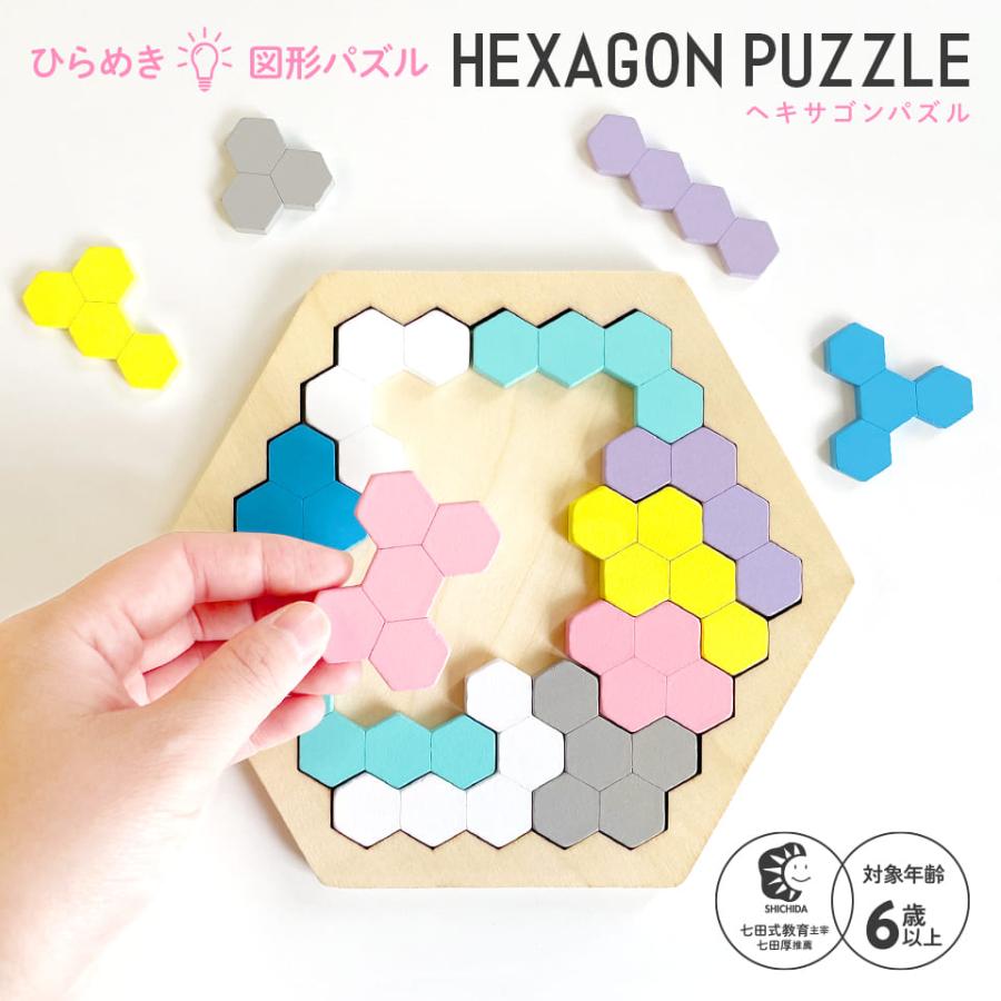 木製！ひらめき 図形パズル HEXAGON PUZZLE（ヘキサゴンパズル） 木製