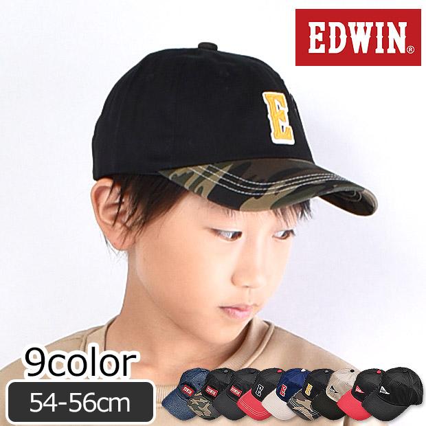 Edwin キャップ ロゴ 人気no 1 帽子 Cap キッズ ジュニア 男の子 女の子 刺繍 サイズ調整 ワッペン 綿100 日よけ 子供 54 56cm 2点以上でメール便送料無料 紫外線