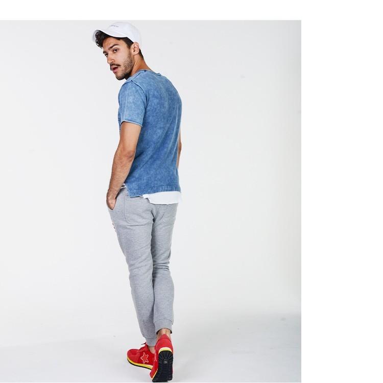 サマーニット メンズ 夏 夏服 国旗 デニム インディゴ染め サーフ系 綿100 半袖 ブルー M L レディース ユニセックス 2551 Slowgan 通販 Yahoo ショッピング