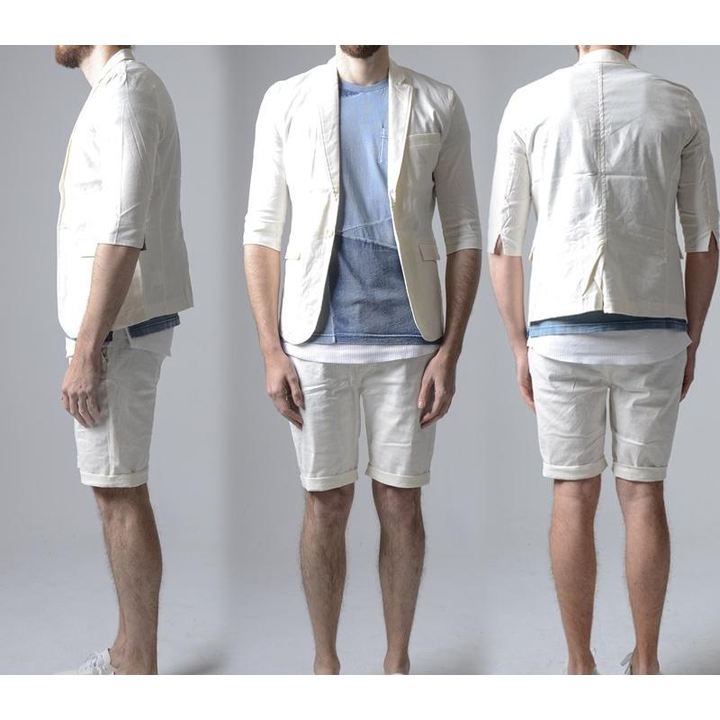 セットアップ メンズ 綿麻 ストレッチ テーラードジャケット ブレザー ショーツ ショートパンツ ハーフパンツ リネン スリム おしゃれスーツ7分袖 結婚式 二次会 hset2 Slowgan 通販 Yahoo ショッピング