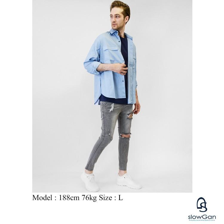 スキニーパンツ メンズ デニム 夏 夏服 ダメージ クラッシュ スキニー ストレッチ グレー ブラック M L 30代ファッション 40代 Slowgan 通販 Yahoo ショッピング