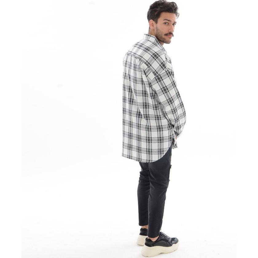 ビックシルエット シャツ メンズ 春夏 春服 長袖 チェックシャツ オーバーサイズ ホワイト ベージュ 30代 40代 おしゃれ Slowgan 通販 Yahoo ショッピング