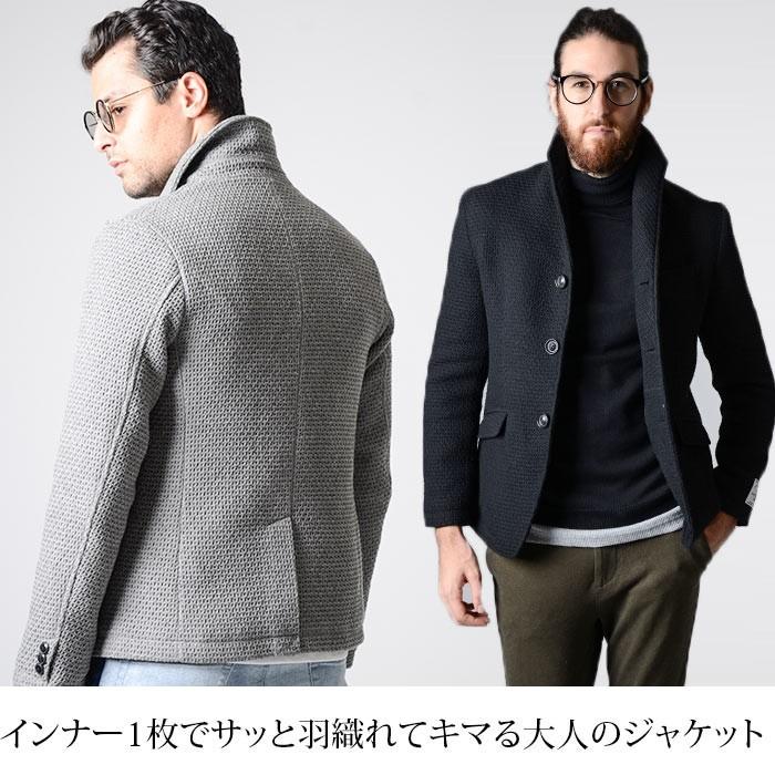 ジャケット メンズ 秋冬 コート メンズ 黒 ワッフル イタリアンカラー アウター 厚手 ブラック M L Slowgan 通販 Yahoo ショッピング