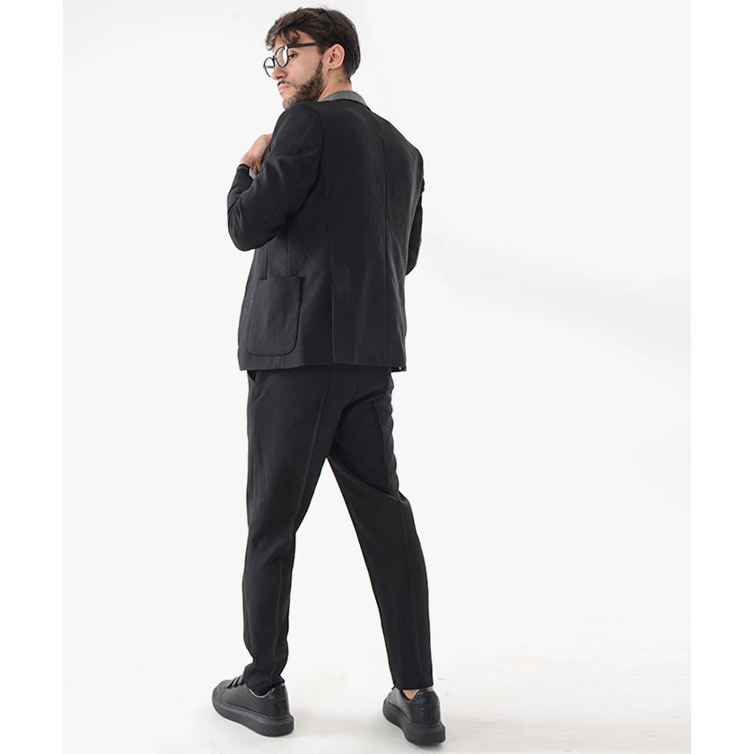 ラスイチ セットアップ メンズ 秋冬 冬服 カジュアルスーツ 上下セット バイカラー ストレッチ ブラック グレー M 3l 30代ファッション 40代 おしゃれ Cajs b Slowgan 通販 Yahoo ショッピング