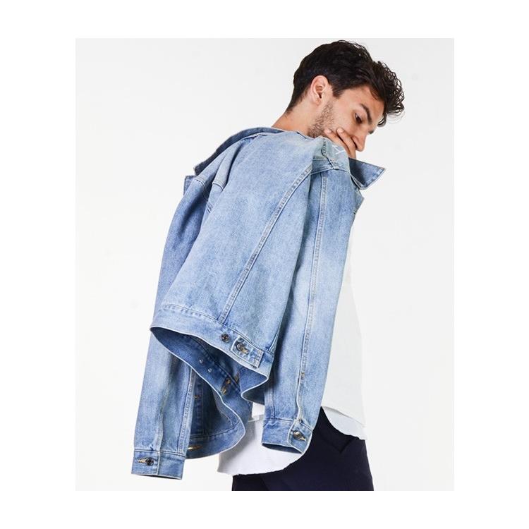 Gジャン メンズ Armyrich アーミーリッチ 春 春服 デニムジャケット オーバーサイズ ビッグシルエット バックプリント 韓国 ユニセックス ブルー L ブランド Cbz Slowgan 通販 Yahoo ショッピング