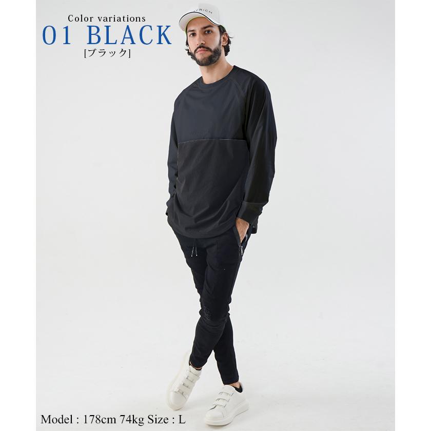 ロンT メンズ 春服 ナイロン トレーナー 長袖 ストレッチ スポーティ