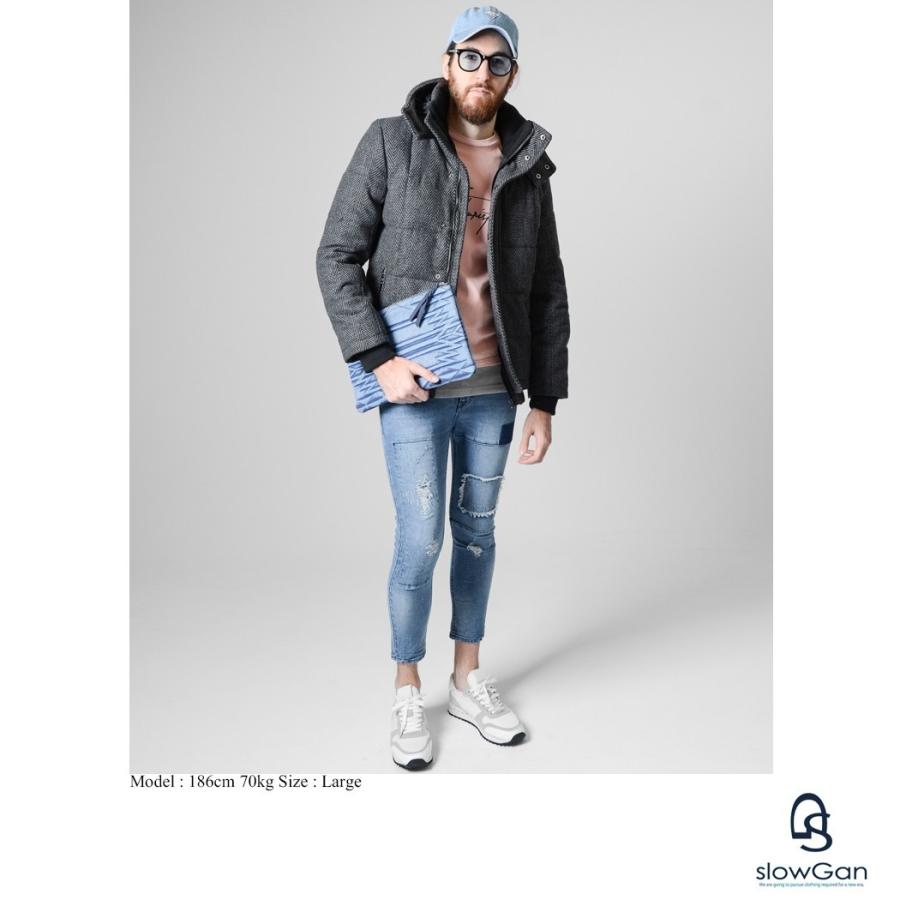 本物の ダウン アウター ボリュームネック メンズ ダウンジャケット ツイード 天然のグースダウンを用いたツイード素材のダウンジャケット アメカジ 大きいサイズ 40代 30代 服 冬 秋 ウール メルトン サーフ系 ジャケット