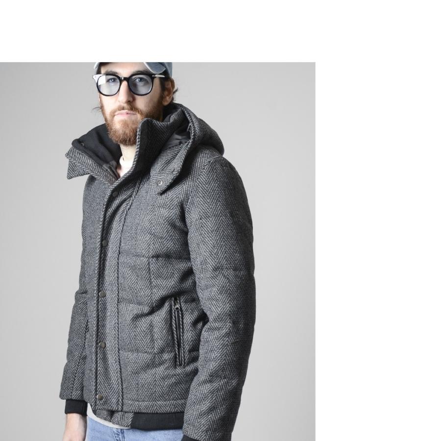 本物の ダウン アウター ボリュームネック メンズ ダウンジャケット ツイード 天然のグースダウンを用いたツイード素材のダウンジャケット アメカジ 大きいサイズ 40代 30代 服 冬 秋 ウール メルトン サーフ系 ジャケット