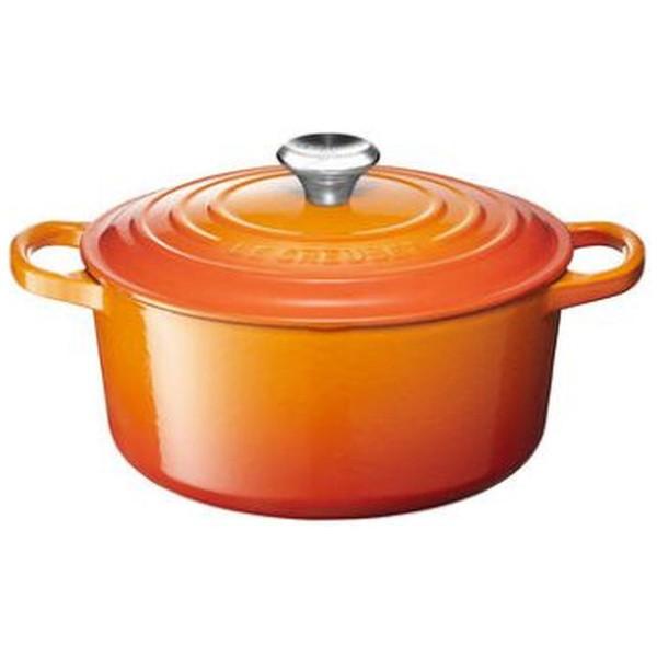 LECREUSET シグニチャー ココット・ロンド 22cm オレンジ（中黒