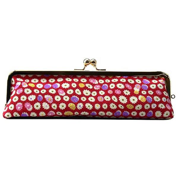 宇仁繊維ファッション がま口スリム型 メガネケース（豆小花/赤） 【852】 |  | 01