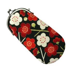 宇仁繊維ファッション がま口たて型 メガネケース（モダン梅/黒） [振込不可] | 名古屋眼鏡
