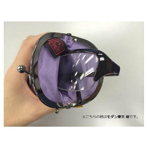 宇仁繊維ファッション がま口たて型 メガネケース（モダン梅/黒） [振込不可] | 名古屋眼鏡 | 03