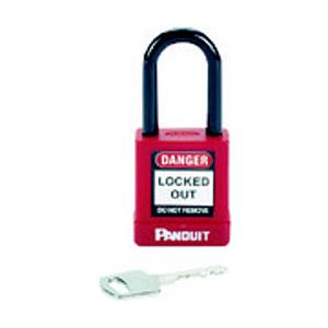 パンドウイット PSL-8 パンドウイット ロックアウト用非電導性パドロック 赤 | 