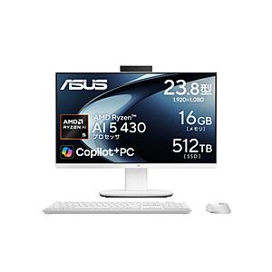 VM640GA-WPC006W モニター一体型デスクトップPC V600 AiO (VM640GA) ホワイト ［Copilot+ PC /23.8型 /Windows11 Home /AMD Ryzen AI 5 /メモリ：16GB /SSD：… | ASUS