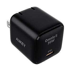 AUKEY ACアダプター Type-C 30W PD対応  ブラック PA-B1L-BK ［1ポート /USB Power Delivery対応 /GaN(窒化ガリウム) 採用］ | 