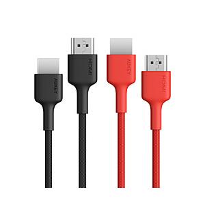 AUKEY AUKEY(オーキー) ケーブル Impulse series [HDMI to HDMI] 2m 2本組み ブラック レッド AUKEY（オーキー） Black＆Red CB-H01-BKRD ［2.0m］ | 