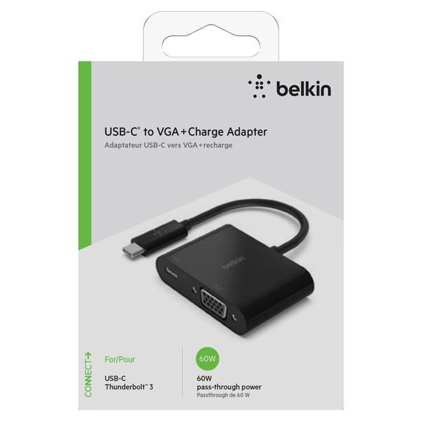 BELKIN 映像変換アダプタ [USB-C オス→メス VGA /USB-Cメス給電 /USB Power Delivery対応 /60W]   AVC001btBK 【864】 | Belkin | 02