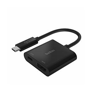 BELKIN 映像変換アダプタ [USB-C オス→メス HDMI /USB-Cメス給電 /PD60W] 4K対応(Mac/Windows) ブラック AVC002btBK 【864】 | Belkin