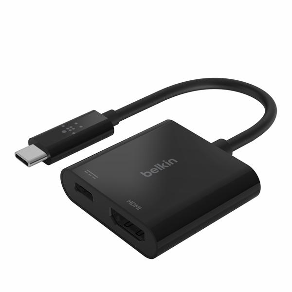BELKIN 映像変換アダプタ [USB-C オス→メス HDMI /USB-Cメス給電 /PD60W] 4K対応(Mac/Windows) ブラック AVC002btBK 【864】 | Belkin | 01