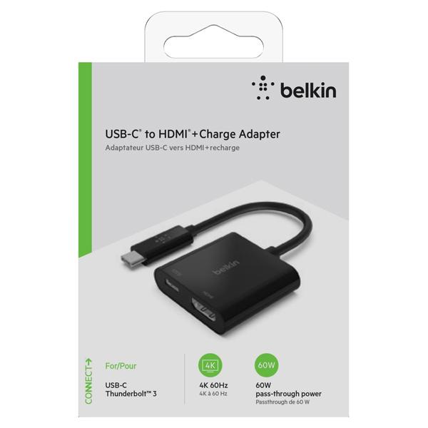 BELKIN 映像変換アダプタ [USB-C オス→メス HDMI /USB-Cメス給電 /PD60W] 4K対応(Mac/Windows) ブラック AVC002btBK 【864】 | Belkin | 02