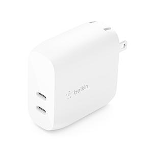 BELKIN 2ポート合計40W出力　2台同時20WPD3.0認証　急速充電デュアルUSB-C充電器  ホワイト WCB006DQWHJP ［2ポート /USB Power Delivery対応］ | Belkin