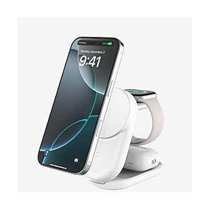 BELKIN UltraCharge Qi2 25W 3-in-1 折りたたみ式マグネット充電器 ラウンド型 ホワイト   WIZ037dqWH ［マルチ型 /Qi2 25W対応］ | Belkin