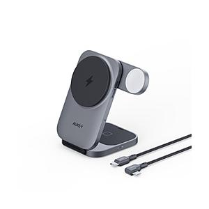 AUKEY ワイヤレス充電器 MagSafe対応 Qi2 MagFusion Z 3-in-1 折りたたみ式 15W  グレー LC-MC312-GY | 
