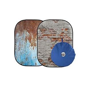 ラストライト 折り畳み式アーバン背景 1.5m幅×2.1m高 錆びたメタル/しっくい壁 LB5713 | ラストライト