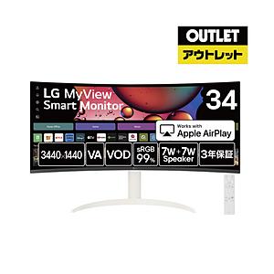 LG(エルジー) PCモニター LG MyView Smart Monitor  34SR65QC-W ［34型 /UWQHD(3440×1440） /ワイド /曲面型 /100Hz］【外箱不良品】 [振込不可] | LGエレクトロニクス