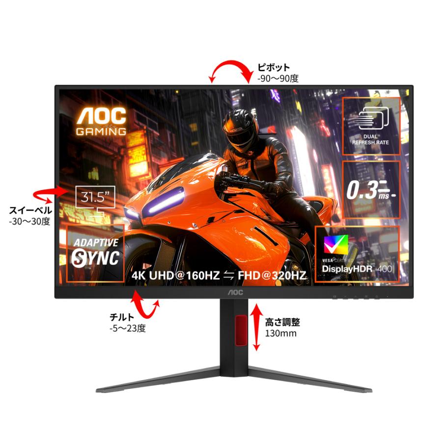 〔中古〕AOC(エーオーシー)  〔展示品〕 U32G4／11 ブラック＆レッド |  | 01