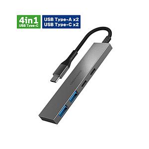 GH-HB3C4A-SV USB-C → USB-C＋USB-A 変換ハブ (Chrome/Android/iPadOS/Mac/Windows11対応) シルバー ［バスパワー /4ポート /USB 3.1 Gen1対応］ | GREEN HOUSE（パソコン）