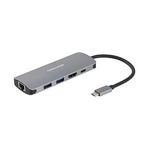 ［USB-C オス→メス HDMI / LAN / USB-Aｘ2 / USB-C］USB PD対応 65W ドッキングステーション   GH-MHC5A-SV ［USB Power Delivery対応］ | GREEN HOUSE（パソコン）