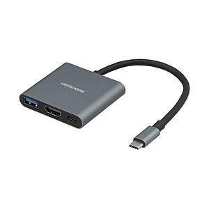 映像変換アダプタ [USB-C オス→メス HDMI /USB-A＋USB-Cメス給電 /USB Power Delivery対応 /65W] 4K対応(Chrome/iPadOS/Mac/Windows11対応) シルバー GH-MHC… | GREEN HOUSE（パソコン）