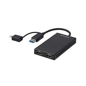 GREEN HOUSE(グリーンハウス) 映像変換アダプタ [USB-C＋USB-A オス→メス HDMIｘ2] 4K対応(Mac/Windows11対応) ブラック GH-TCHDD-BK | GREEN HOUSE（パソコン）